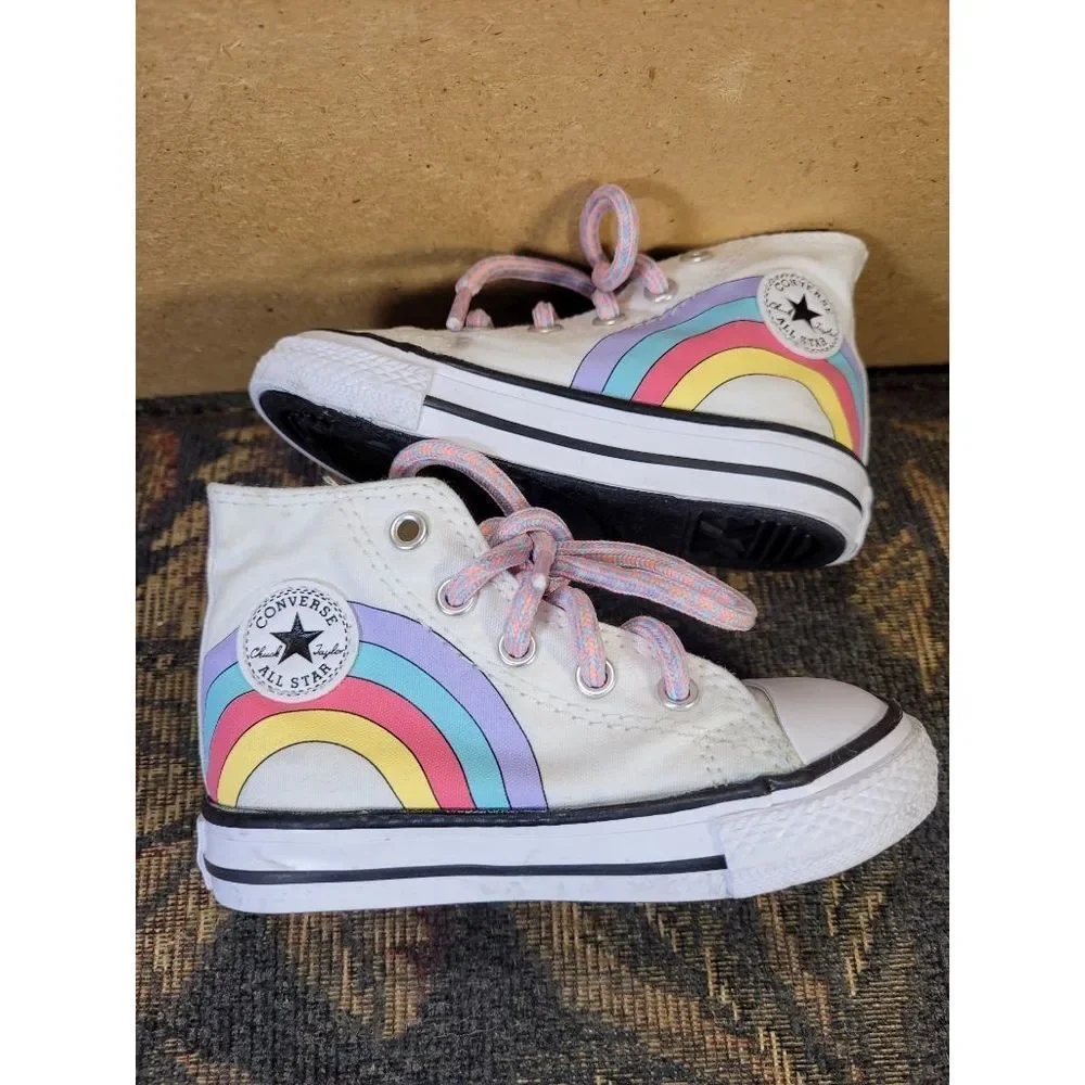Converse Girls Unicorn and Rainbow High Tops Size 6 /13 cm